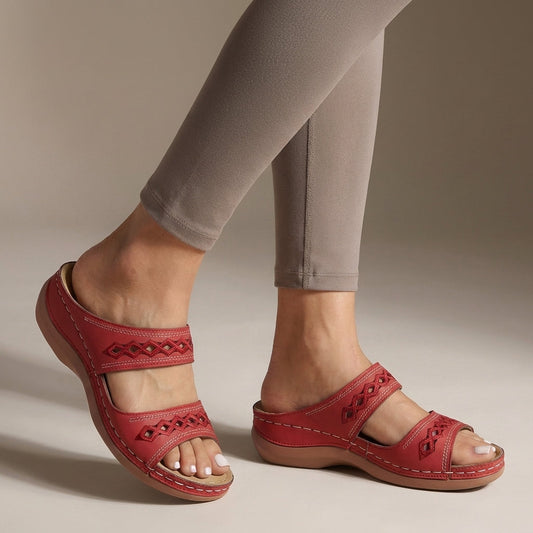Hershey Women's Orthopedic Sandals Slip-On Leather Brown - 
Fashinoza