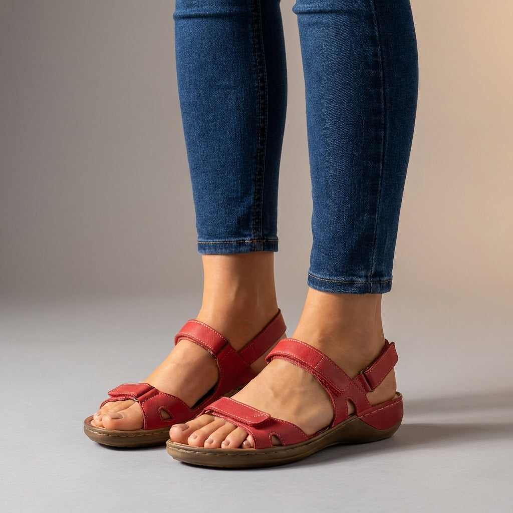 Adjustable Strap Sandals Cushioned Sole Brown