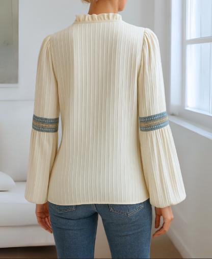 Women's V-Neck Blouse Ruffled Collar