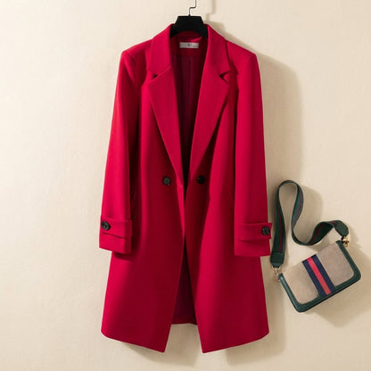 Relaxed Fit Thigh-Length Double-Breasted Coat for Women – Stylish & Cozy Everyday Wear Caliboot