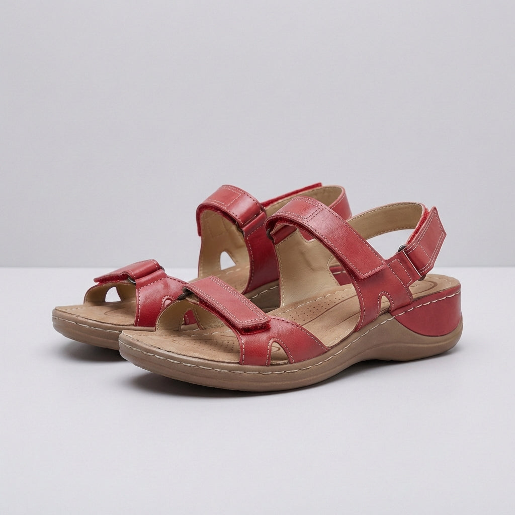 Adjustable Strap Sandals Cushioned Sole Brown