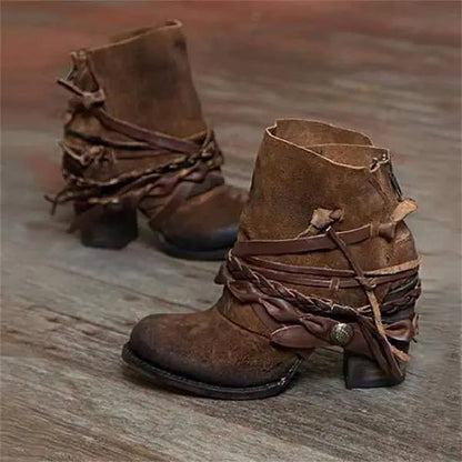Women's Retro Cowboy Ankle Boots Comfortable - 
Fashinoza