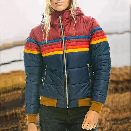 Women's Quilted Jacket Retro Design Warm - 
Fashinoza