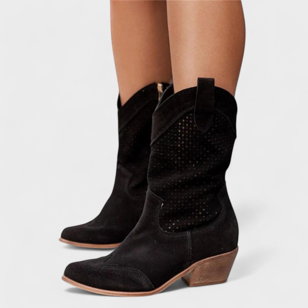 Women's Round Toe Block Heel Boots
