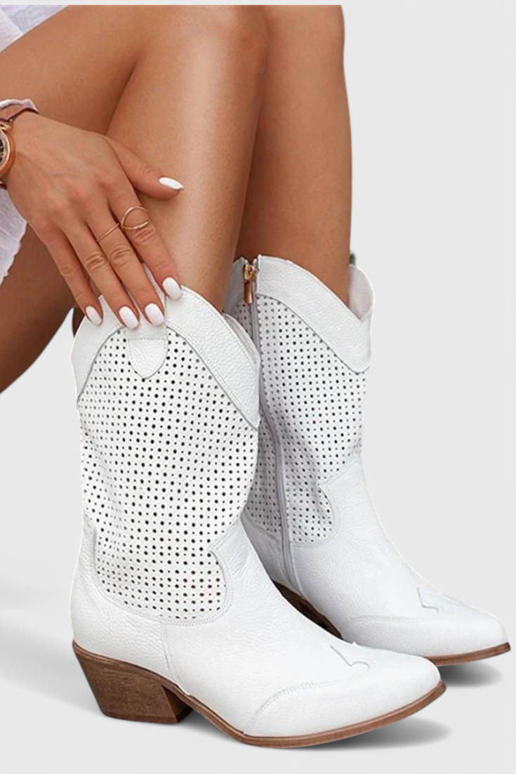 Women's Ankle Boots Block Heel Cowboy Style