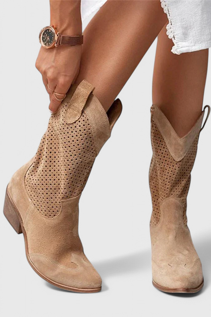 Women's Ankle Boots Block Heel Cowboy Style