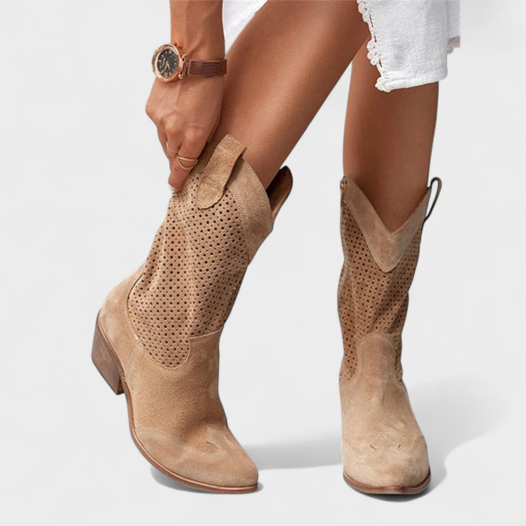 Women's Round Toe Block Heel Boots