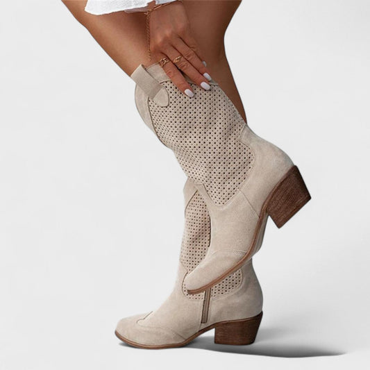 Women's Round Toe Block Heel Boots - Fashinoza