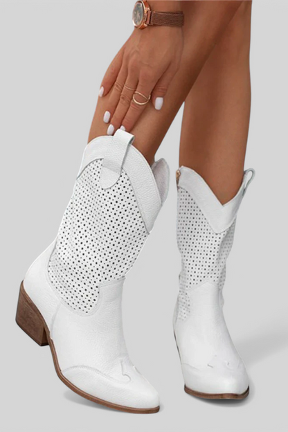 Women's Ankle Boots Block Heel Cowboy Style - Fashinoza