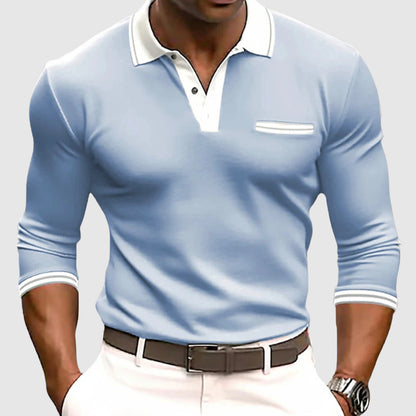 Men's Polo Shirt Contrast Trim Chest Pocket - Fashinoza
