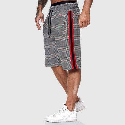 Men's Plaid Shorts Side Stripe - Fashinoza