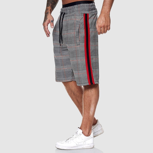 Men's Plaid Shorts Side Stripe - Fashinoza