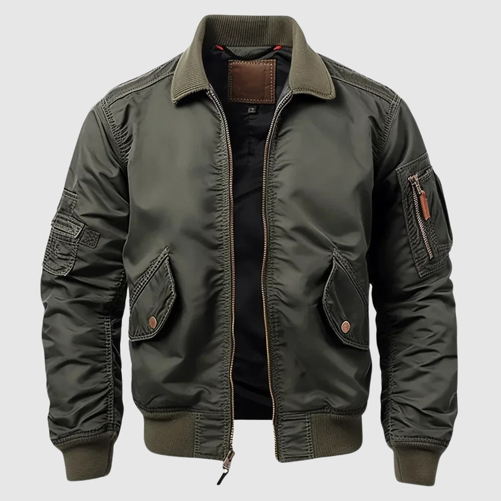 Men's Lightweight Bomber Jacket Nylon Urban Style Black - Fashinoza