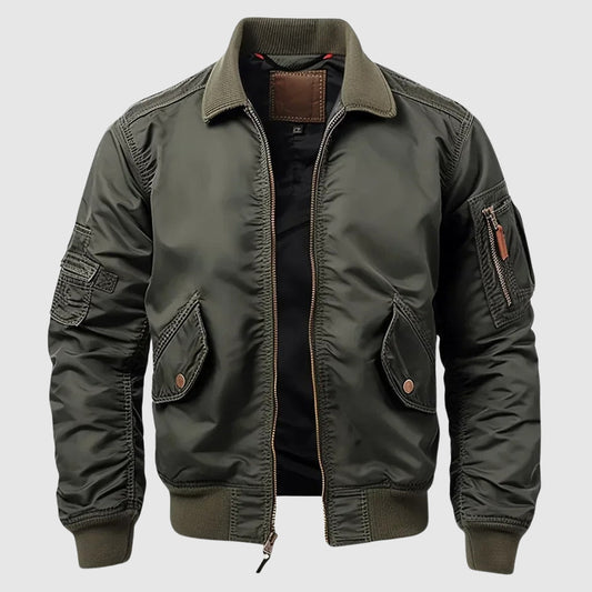 Men's Lightweight Bomber Jacket Nylon Urban Style Black - Fashinoza