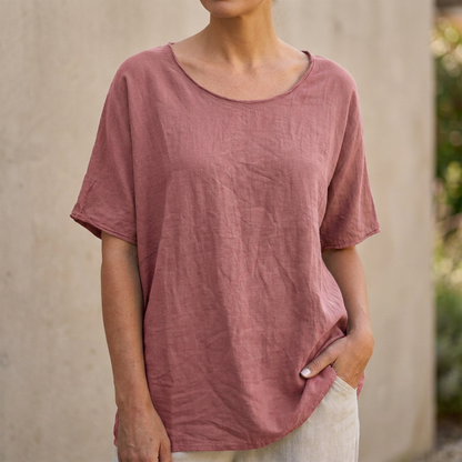 Women's Relaxed Fit Scoop Neck T-Shirt Curved Hem