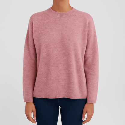Women's Soft Knit Sweater Round Neck Relaxed Fit - Fashinoza