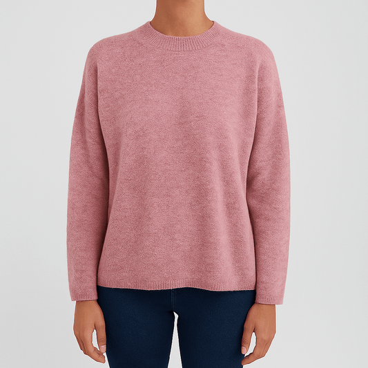 Women's Soft Knit Sweater Round Neck Relaxed Fit - Fashinoza