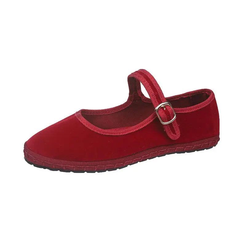 Women's Round Toe Black Ballet Flats - 
Fashinoza