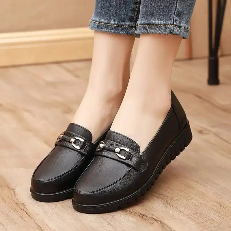 Women's Round Toe Ballet Flats Black - 
Fashinoza