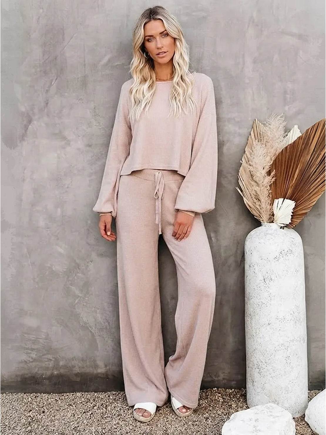Women's Cropped Sweatshirt Lounge Set Pants