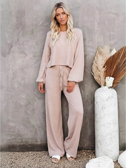 Women's Cropped Sweatshirt Lounge Set Pants
