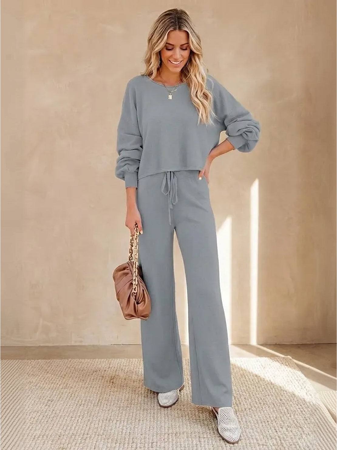 Women's Cropped Sweatshirt Lounge Set Pants