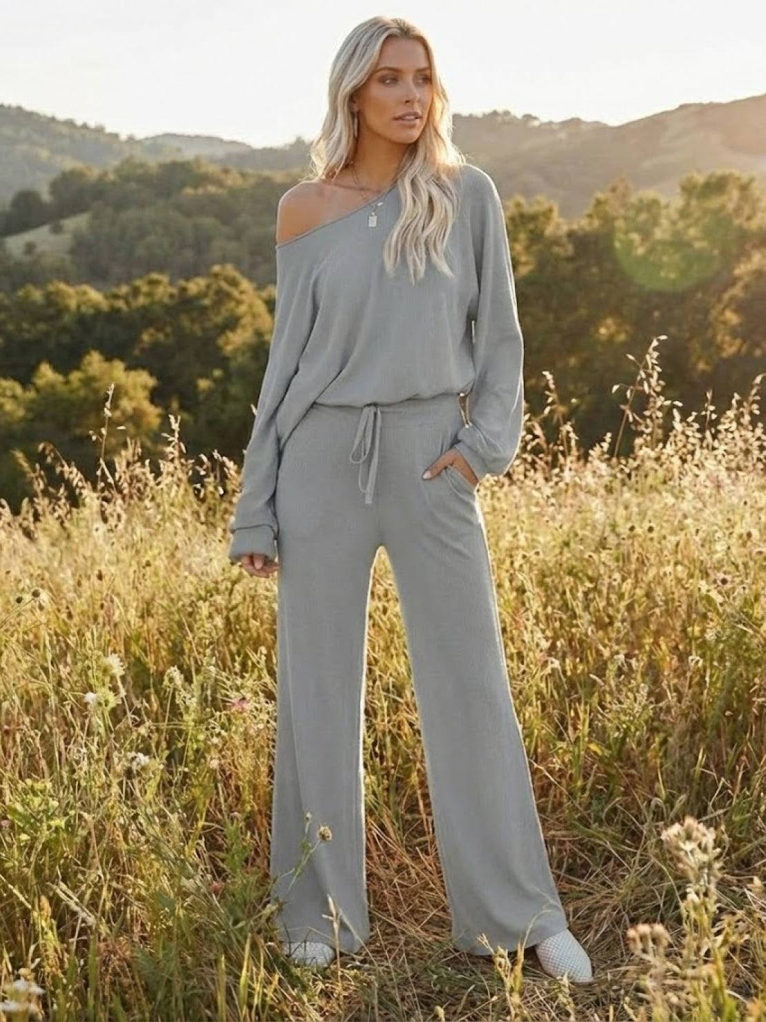 Women's Cropped Sweatshirt Lounge Set Pants