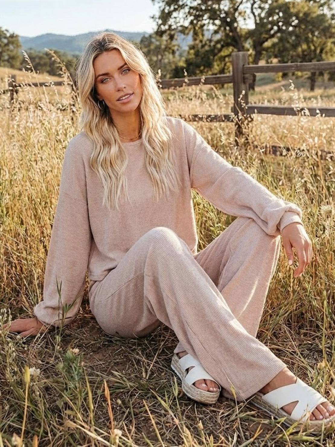 Women's Cropped Sweatshirt Lounge Set Pants