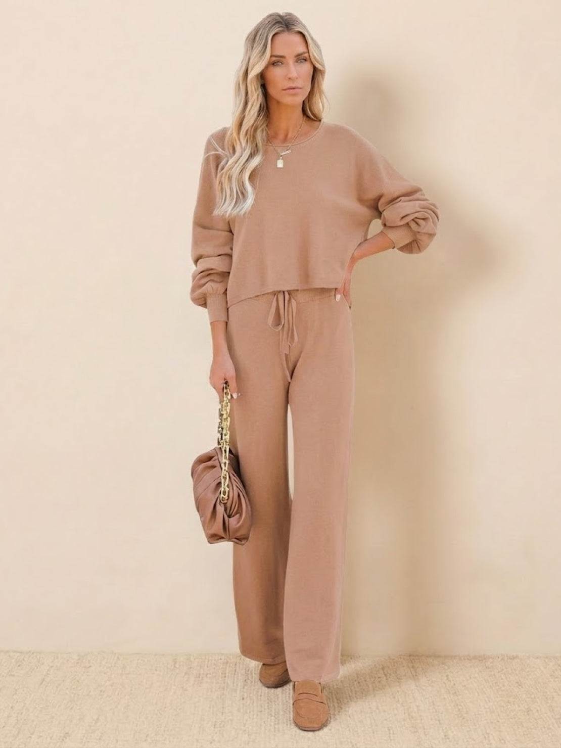 Women's Cropped Sweatshirt Lounge Set Pants