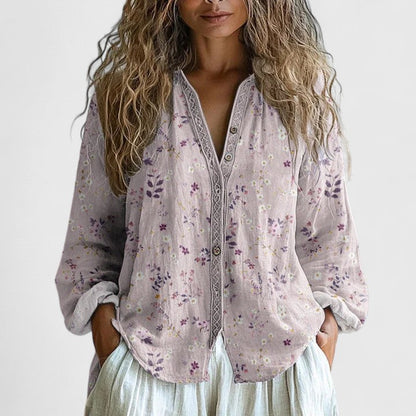 Peyton | Womens Printed Button Front Casual Top