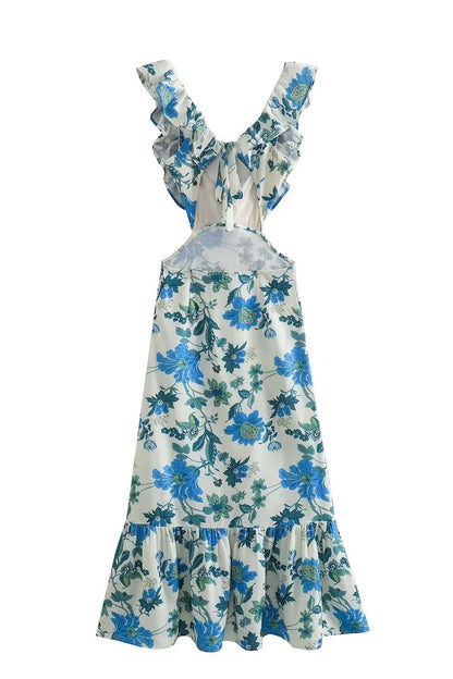 Women's Midi Dress V-Neck Floral Print