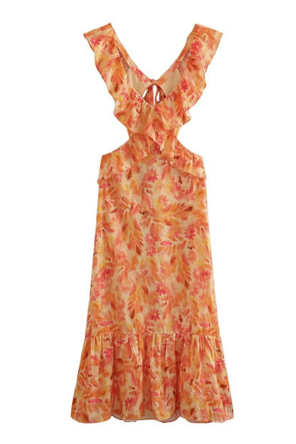 Women's Summer Maxi Dress Sleeveless Ruffle Strap