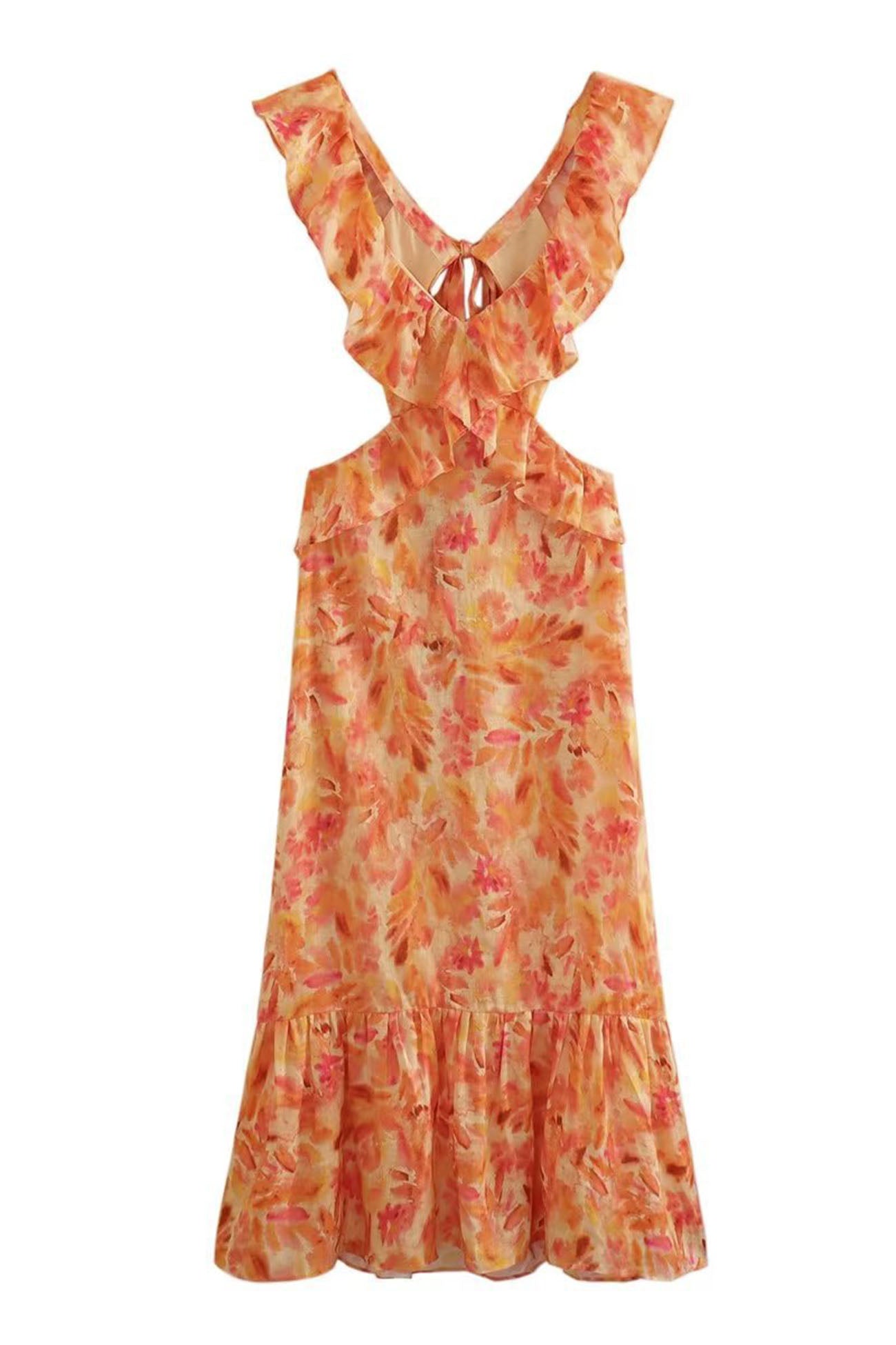 Women's Midi Dress V-Neck Floral Print