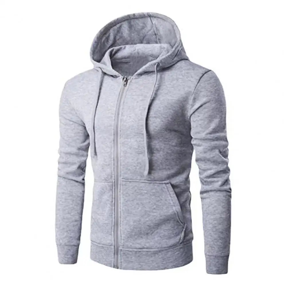 Men's Slim Fit Zip Up Sport Hoodie Adjustable Drawstring