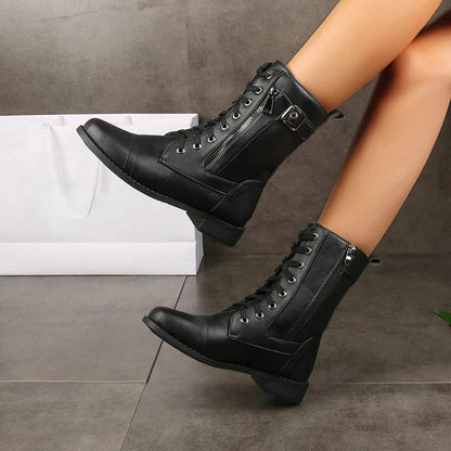 Women's Lace-Up Boots Side Zip