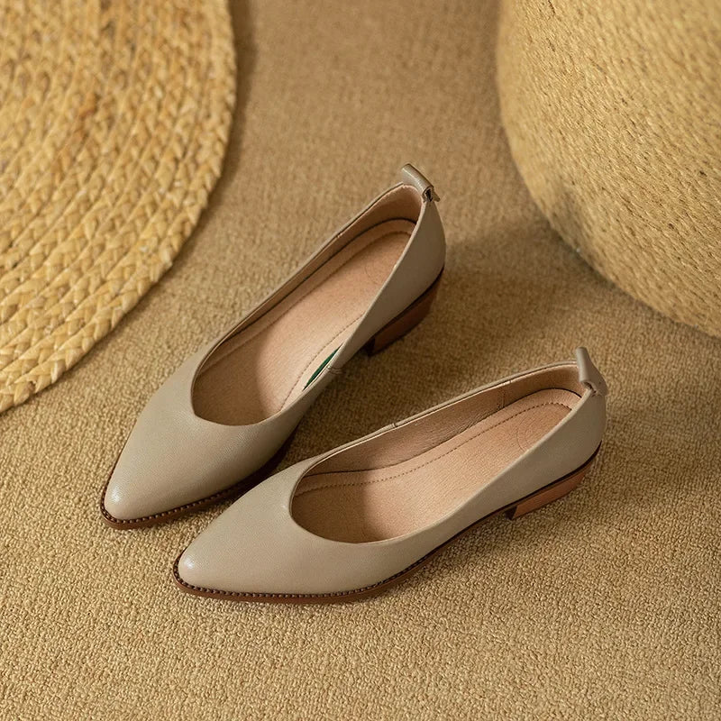 Women's Pointed Toe Block Heel Pumps Slip On Work Shoes