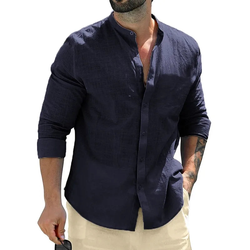 Men's Henley Shirt Breathable