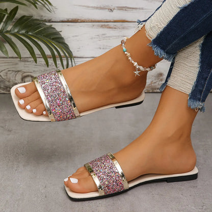 Women's Rhinestone Sandals Amber - Fashinoza
