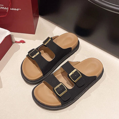 Solange Women's Buckle Sandals Cushioned Slip-On