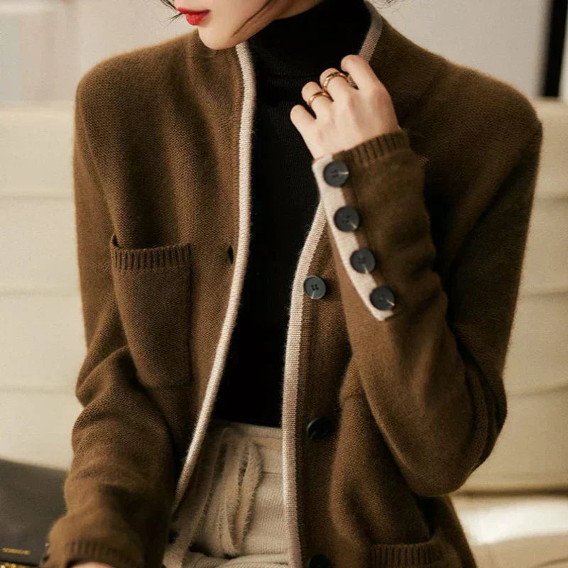 Women's Cardigan Sweater Four Patch Pockets - Fashinoza