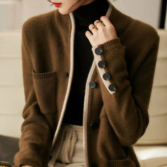 Women's Cardigan Sweater Four Patch Pockets - Fashinoza