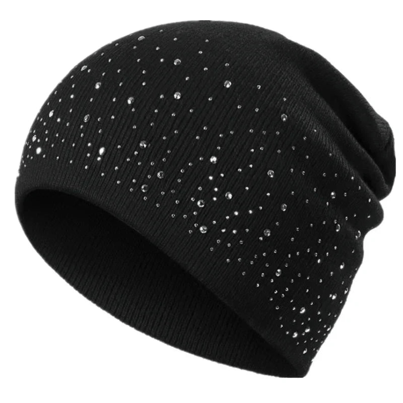 Women's Rhinestone Beanie - 
Fashinoza
