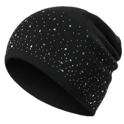 Women's Rhinestone Beanie - 
Fashinoza