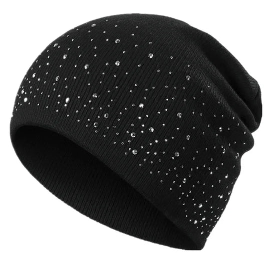 Women's Rhinestone Beanie - 
Fashinoza