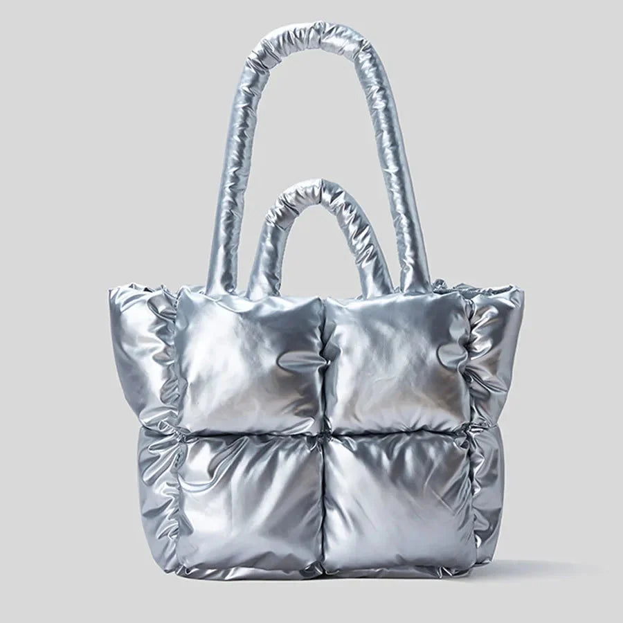 Women's Quilted Shoulder Bag Padded Compact - 
Fashinoza