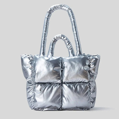 Women's Quilted Shoulder Bag Padded Compact - 
Fashinoza