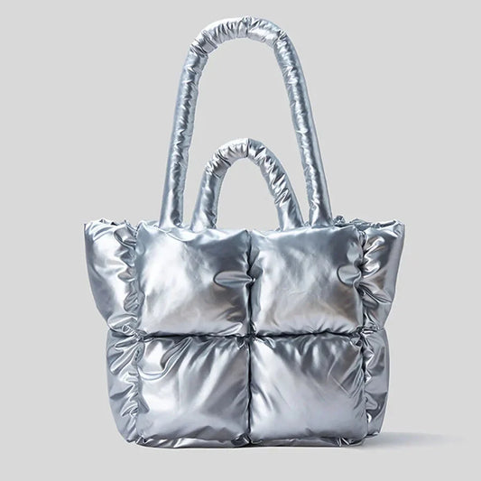Women's Quilted Shoulder Bag Padded Compact - 
Fashinoza