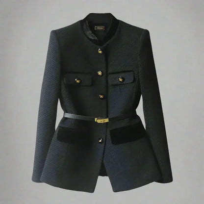 Women's Wool Coat Button Closure Warm Beige - Fashinoza