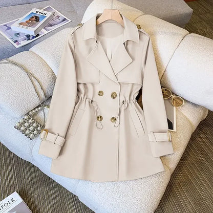 Women's Cotton Trench Coat Mid-Length Beige