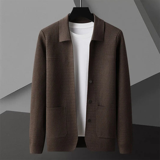 Men's Textured Cardigan Sweater - Fashinoza
